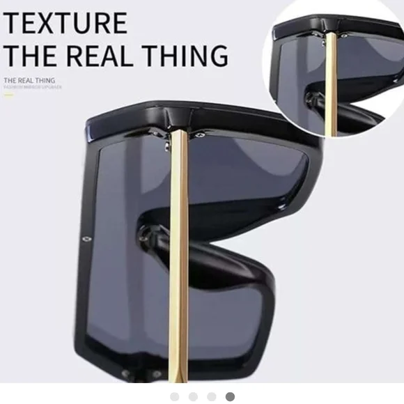 Reflective Black Geometric Shield Sunglasses - Silver Mirror - Picture 3 of 3